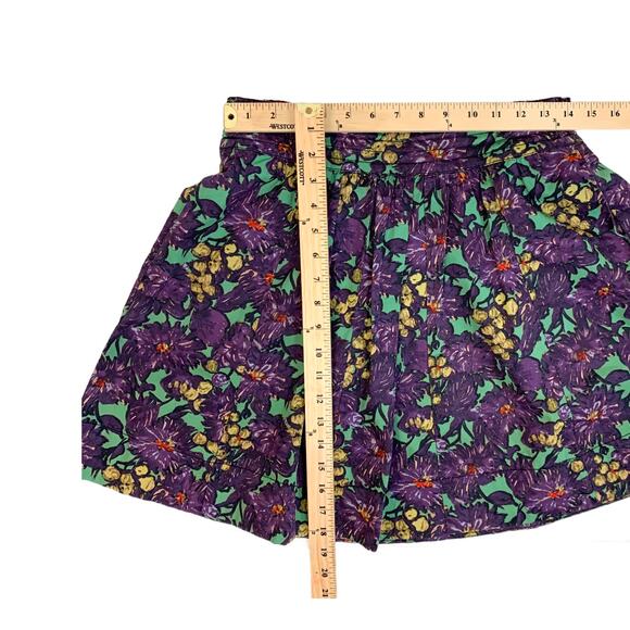 J. Crew Elsie Skirt Purple Nightfall Floral 4 S Green Yellow Small - Picture 9 of 9